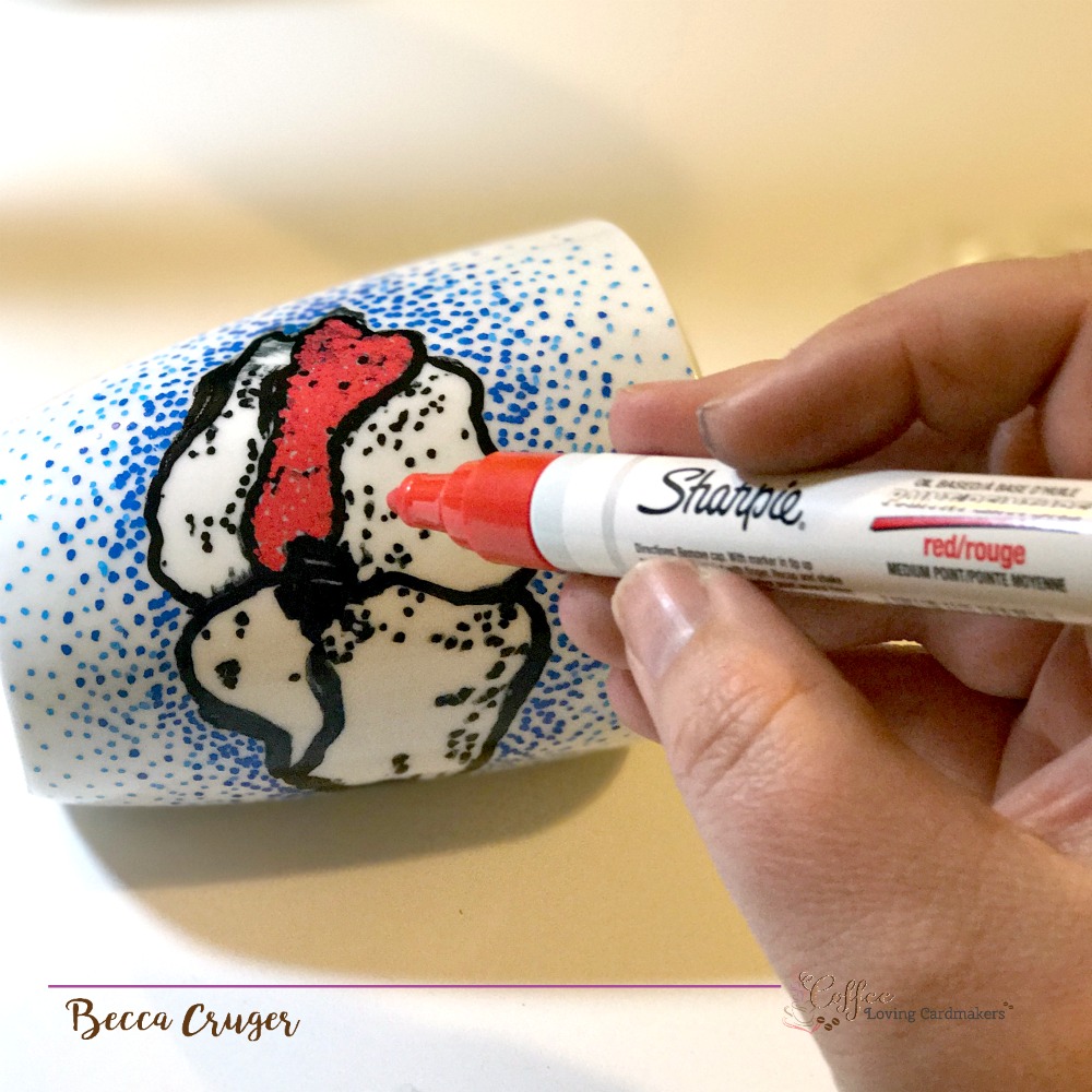stamped coffee mug sharpie marker pointillism