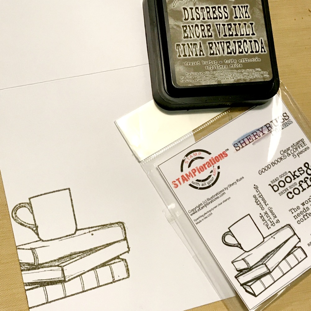 Coffee and Books Stamped Card