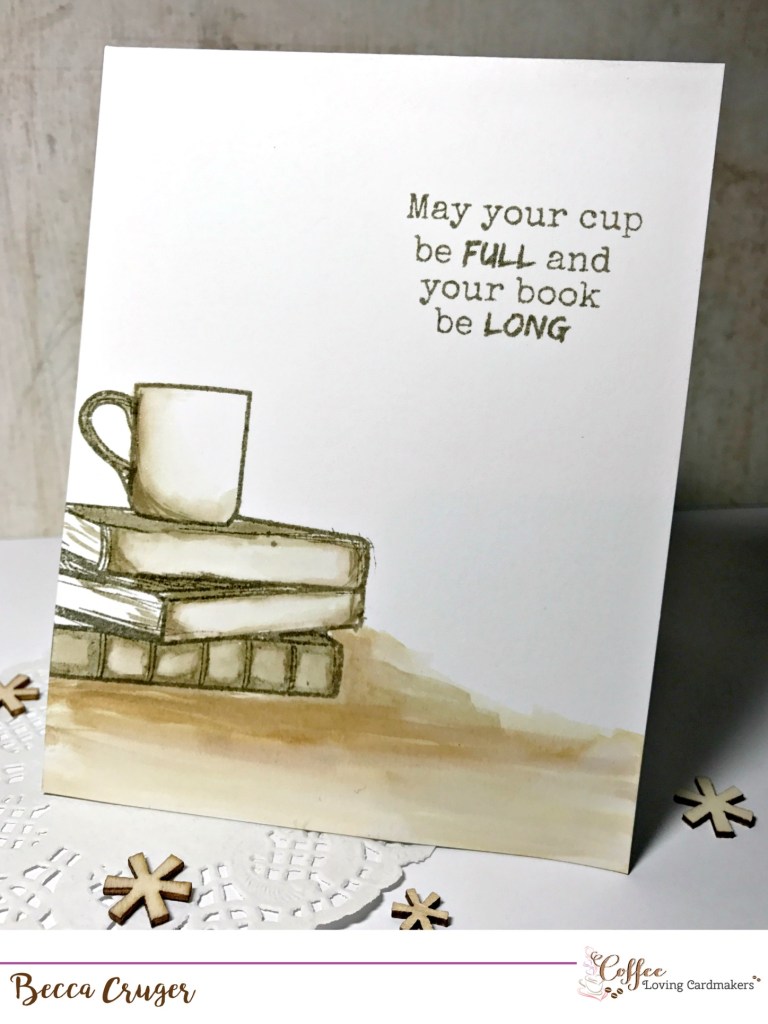 Coffee and Books Watercolored Card 1