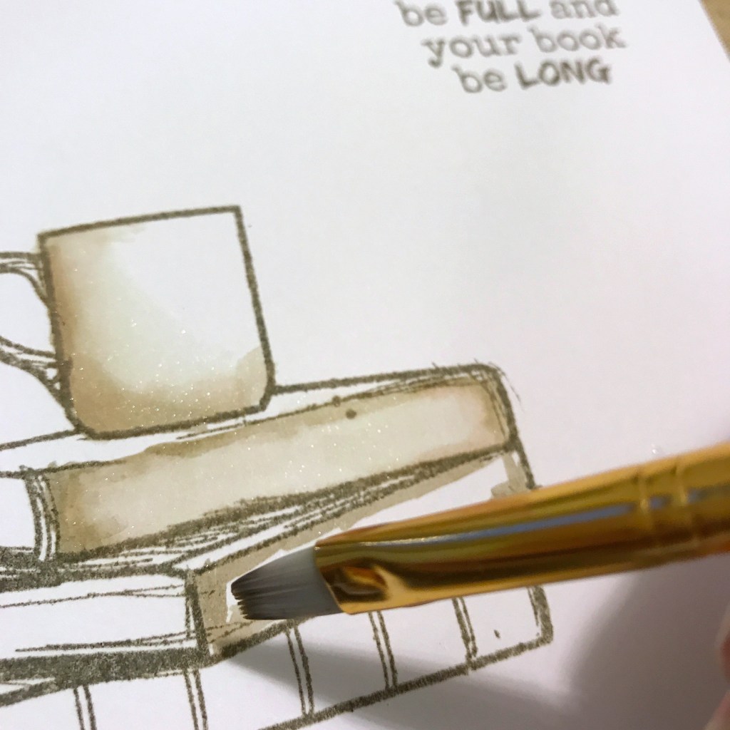 Coffee and Books Watercolored Card with Distress Inks